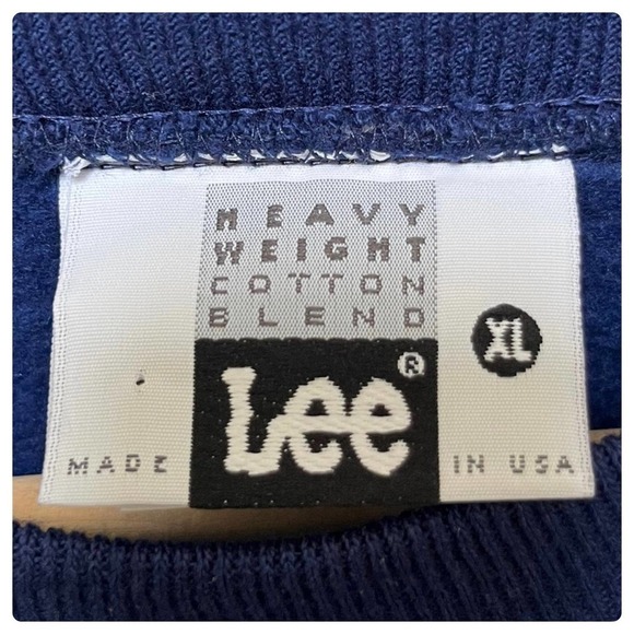 Vintage Lee Blue Heavy Weight Cotton Blend Pullover Crewneck Sweatshirt Size XL - Picture 9 of 11